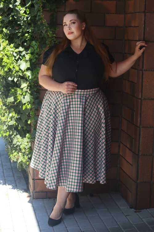 Banned Retro - Cary Sweet Check swing rok in roze