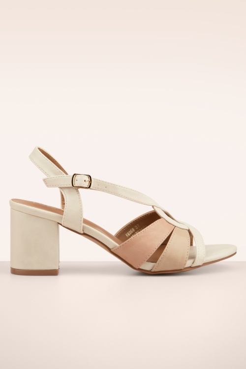 Poti Pati - Maci Block Absatz Sandaletten in Creme.