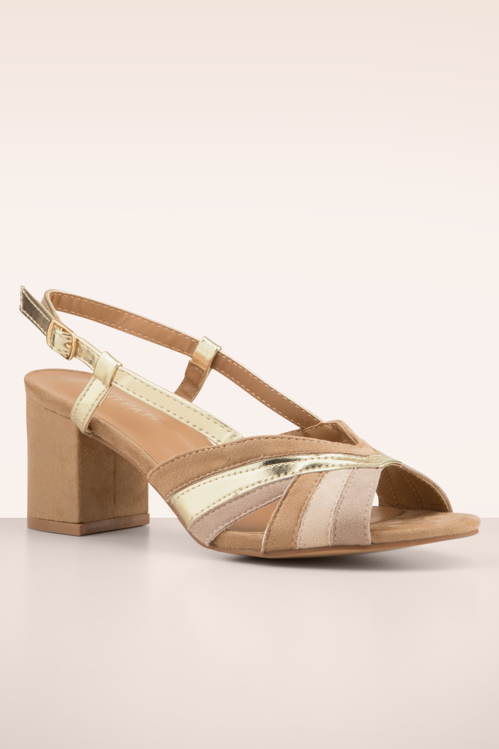 Poti Pati - Sue Block Heel sandaaltjes in beige en goud 3