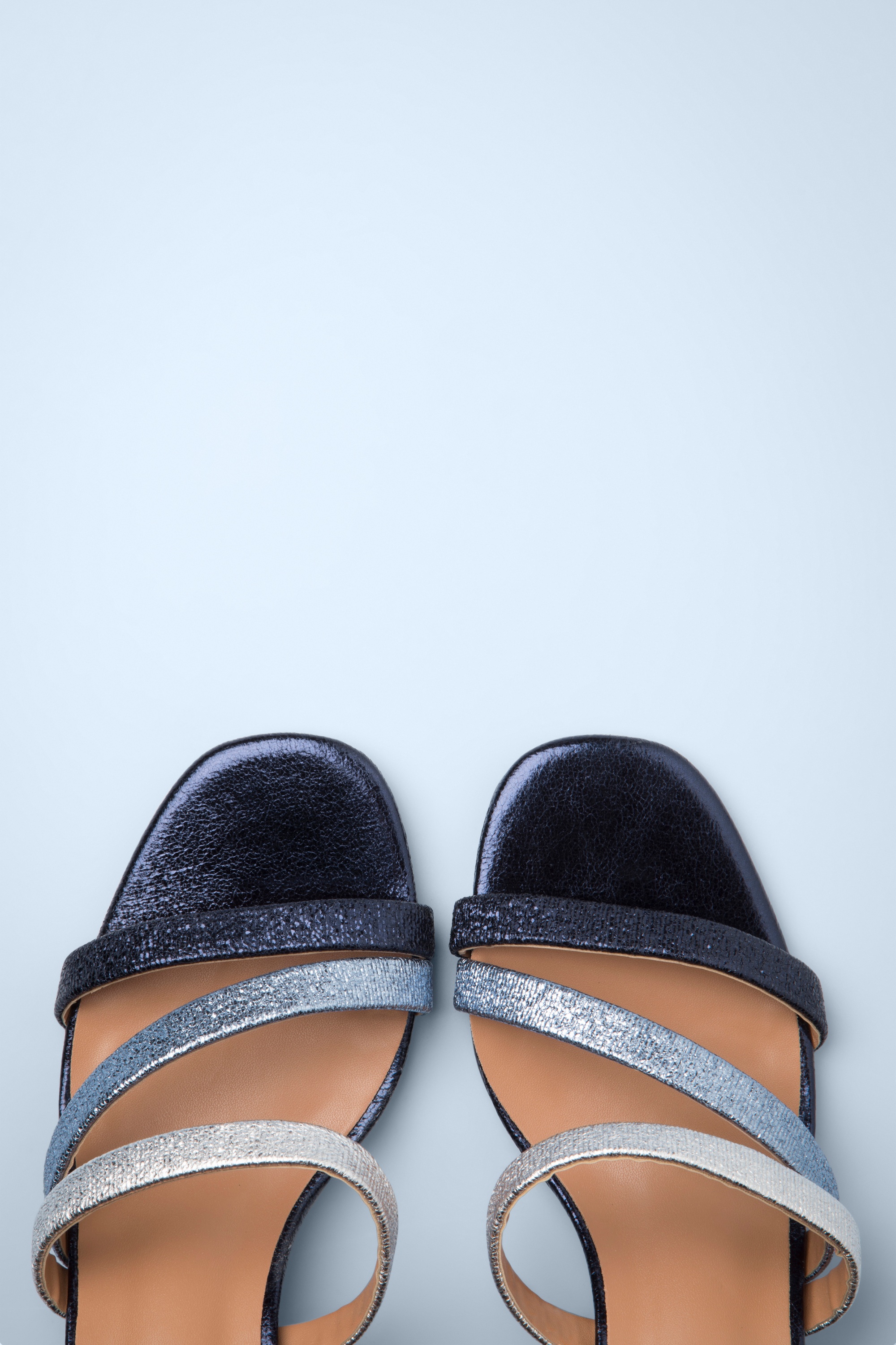 Poti Pati - Yasmin Block Heel sandaaltjes in metallic blauw 2