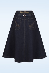 Queen Kerosin - Workwear rok in donker denimblauw 2