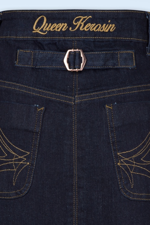 Queen Kerosin - Workwear rok in donker denimblauw 4