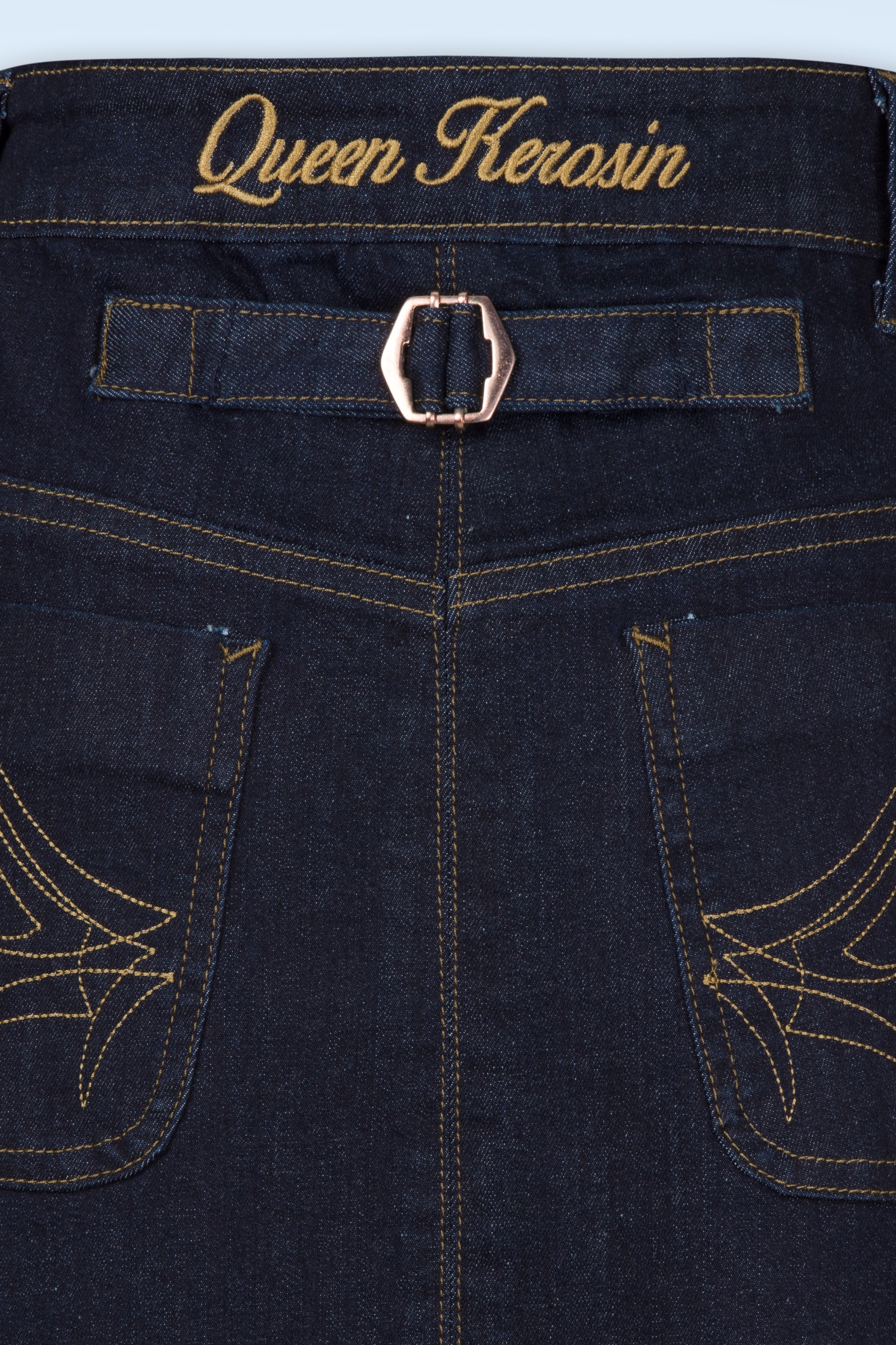 Queen Kerosin - Workwear rok in donker denimblauw 4