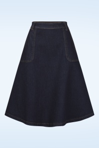 Queen Kerosin - Workwear rok in donker denimblauw