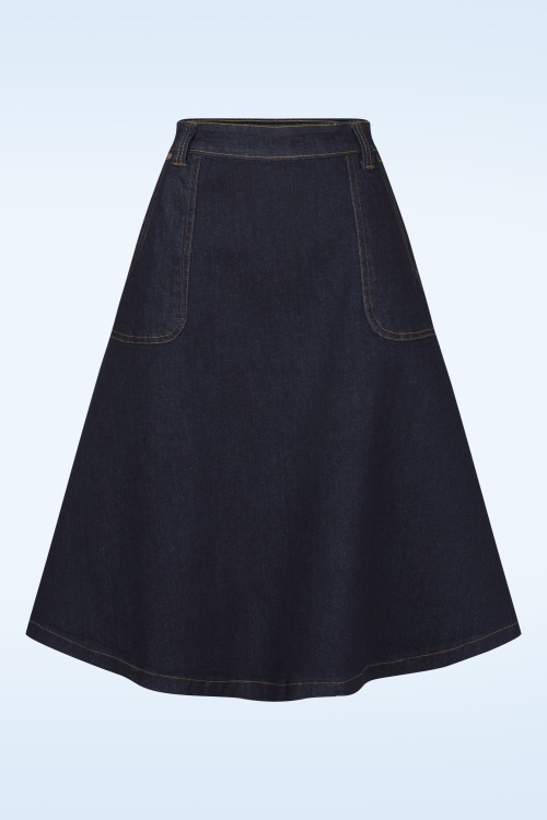 Queen Kerosin - Workwear Skirt in Dark Blue Wash