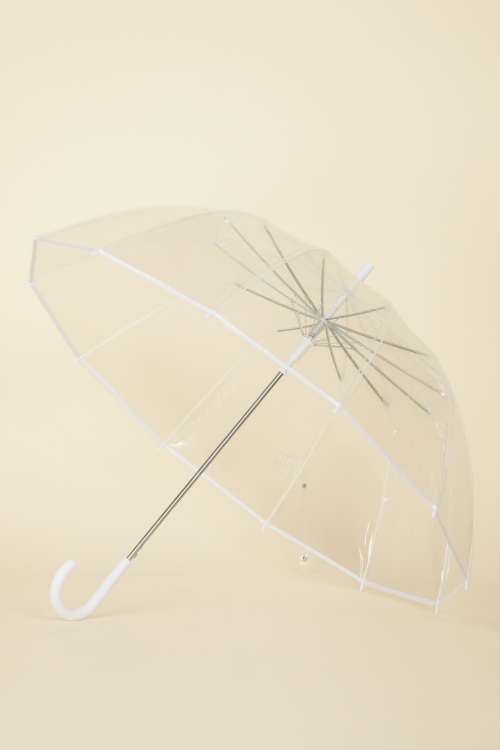 So Rainy - Transparante koepelparaplu in wit 3