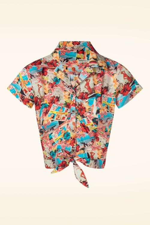 Queen Kerosin - Beaches Cropped Hawaii blouse in multi