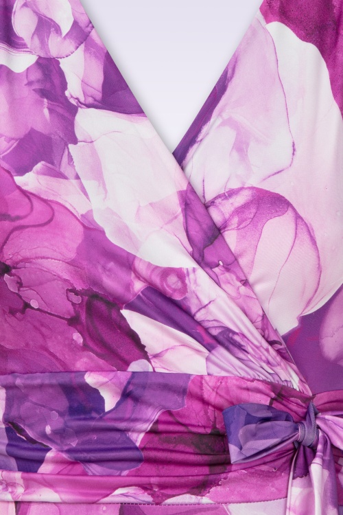 Vintage Chic for Topvintage - Irene Aquarel Cross Over Swing Dress in Purple 2
