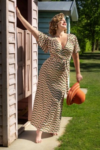 Vintage Chic for Topvintage - Tammy Retro Maxi Dress in Brown and Multi