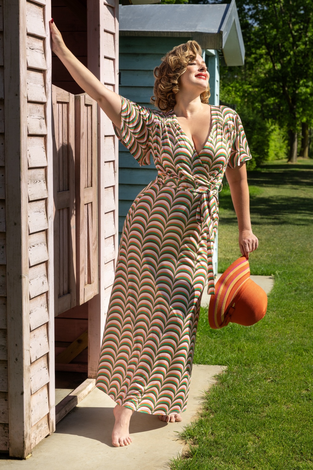 brown vintage dress Check Herringbone Crew Neck Willow Dress - 1950s A-line