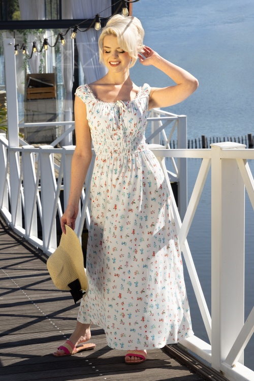 Glamorous - Millie Floral midaxi jurk in wit
