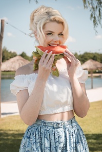 Banned Retro - Ramona Crop Top in Weiß 2
