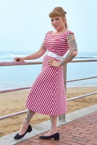 Miss Candyfloss - Juliette-Rose Striped jurk in rood en wit 2