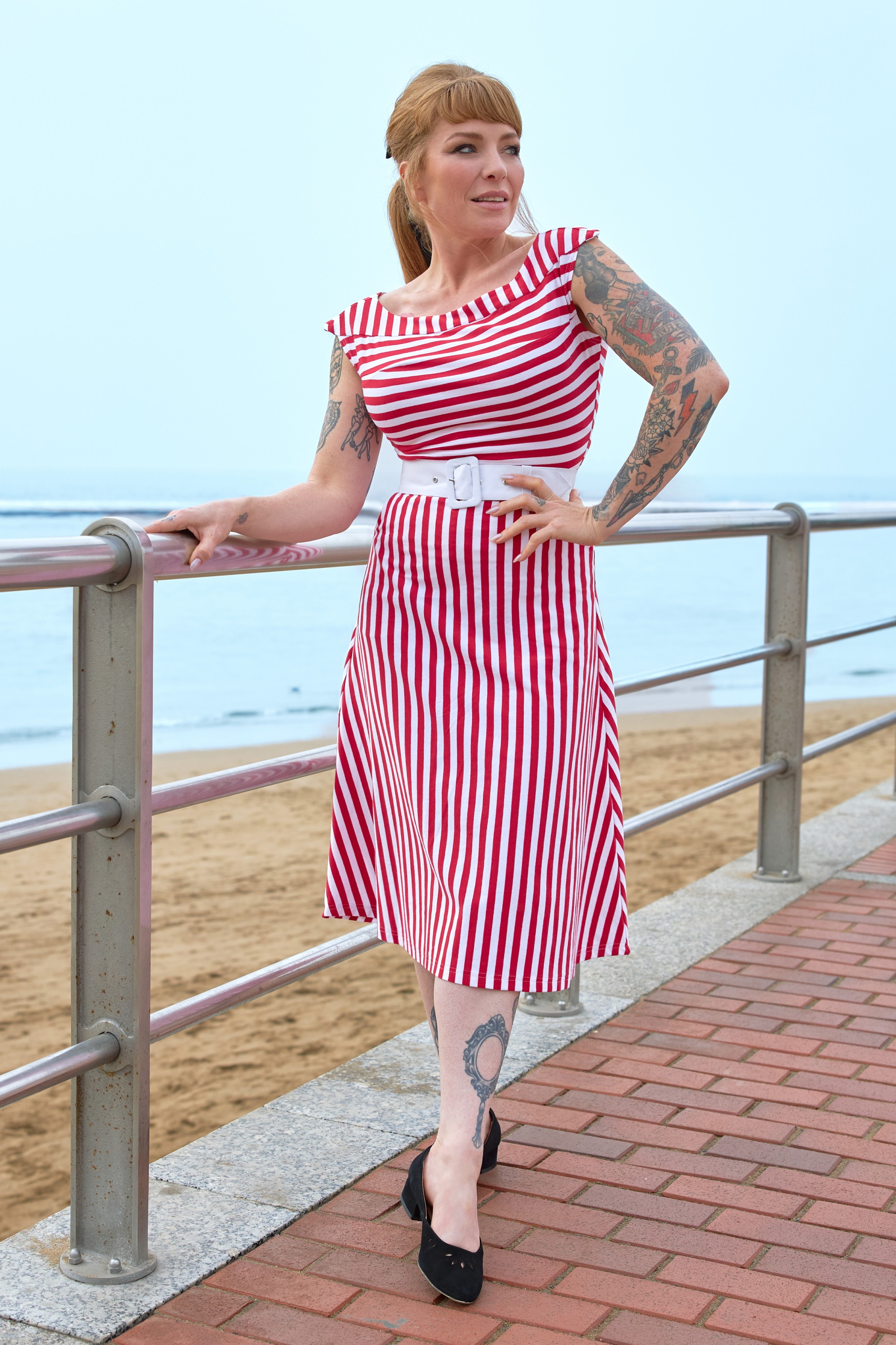 Miss Candyfloss - Juliette-Rose Striped jurk in rood en wit