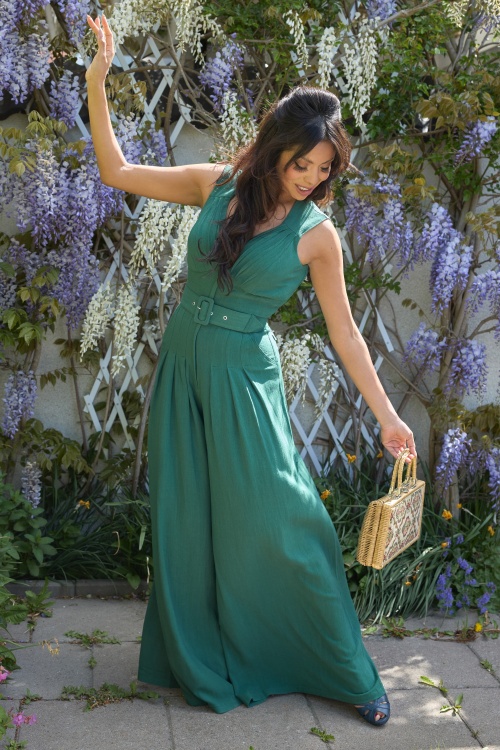 Miss Candyfloss ZuzanneGia Jumpsuit in Smaragdgrün Einkaufen bei