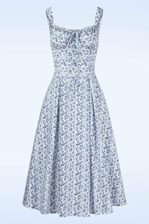 Timeless - Saira Floral jurk in wit en blauw 2