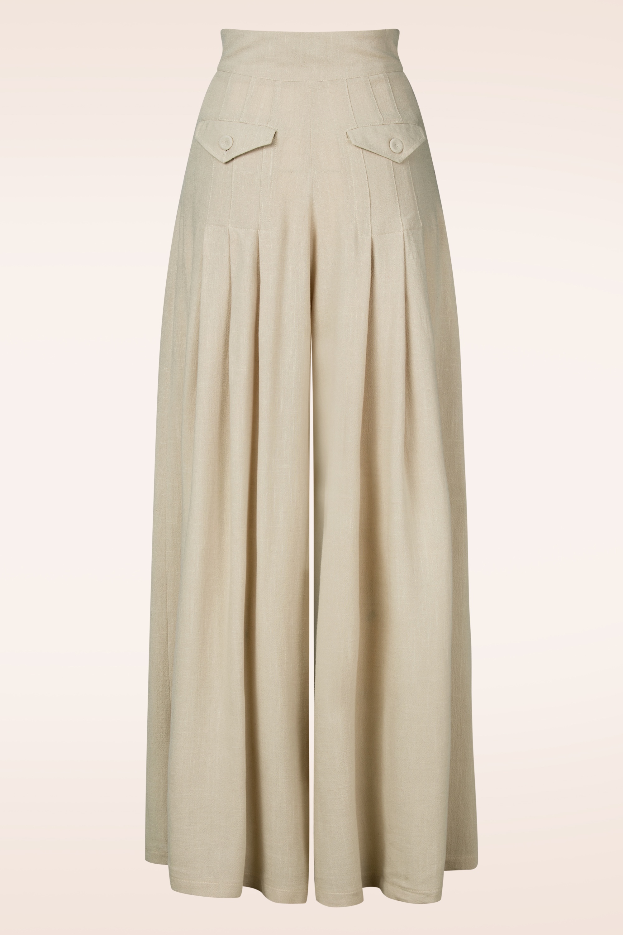 Miss Candyfloss - Topvintage exclusive ~ Harper Kat linnen palazzo broek in beige 3