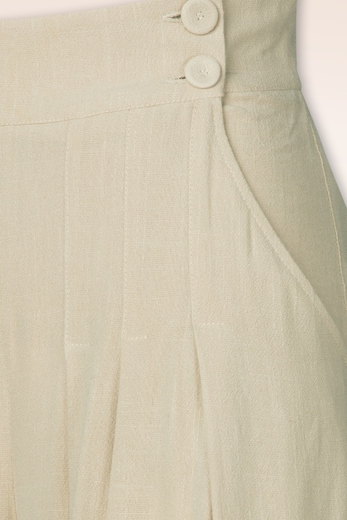 Miss Candyfloss - Topvintage exclusive ~ Harper Kat linnen palazzo broek in beige 2