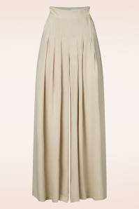Miss Candyfloss - Topvintage exclusive ~ Harper Kat linnen palazzo broek in beige