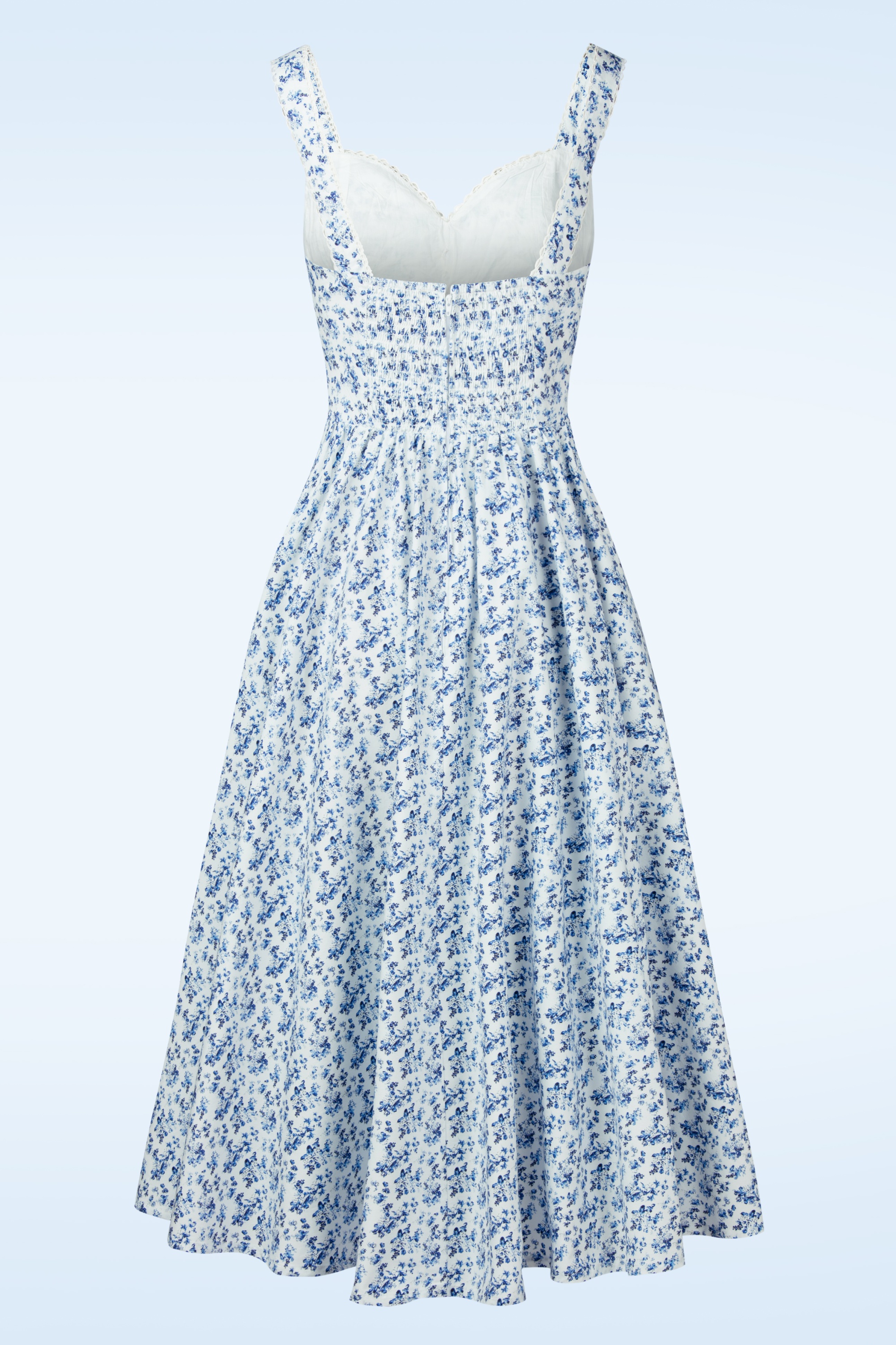 Timeless - Bryson Floral midi jurk in wit en blauw 6