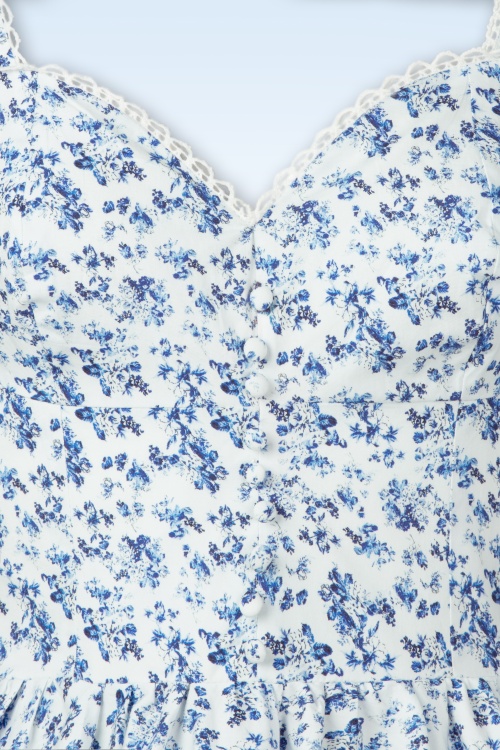 Timeless - Bryson Floral midi jurk in wit en blauw 4