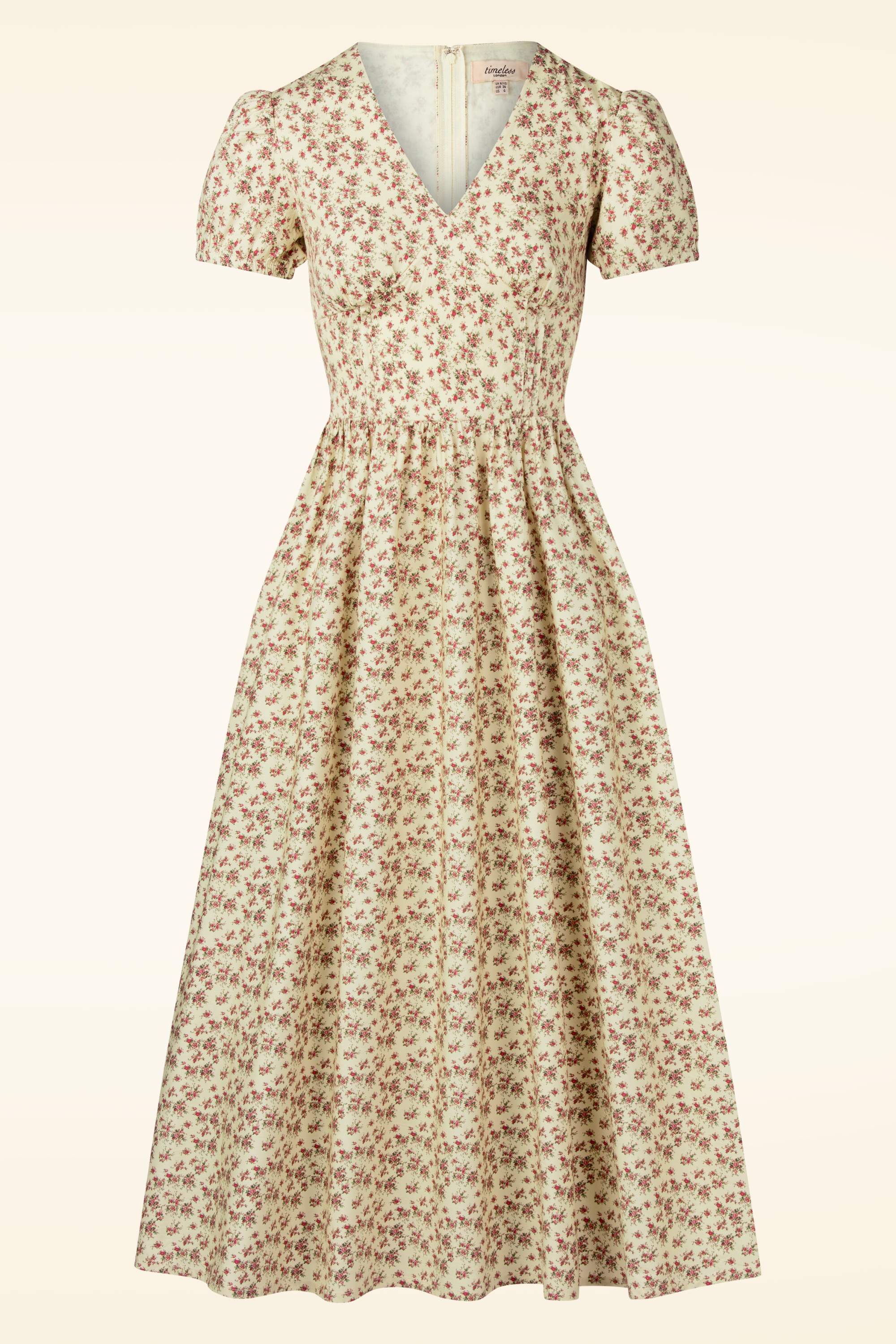 Timeless - Alba Floral midi jurk in zachtgeel 3