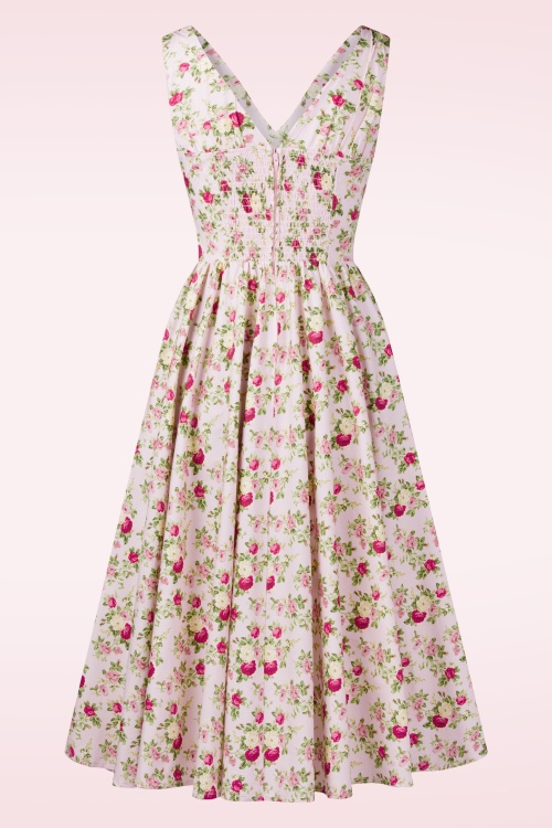 Timeless - Lysandra Vintage Floral Midi Dress in Pink 6