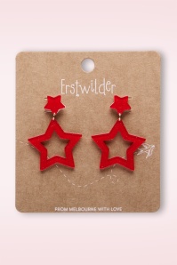 Erstwilder - Double Star oorbellen in rood