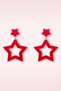 Erstwilder - Double Star oorbellen in rood 2