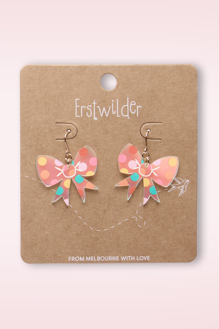 Erstwilder - Polka Dot Bow oorbellen in regenboog