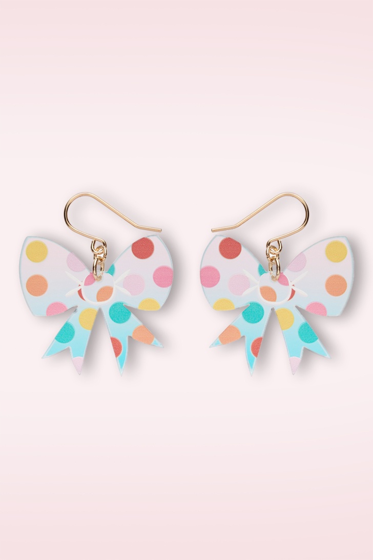 Erstwilder - Polka Dot Bow oorbellen in regenboog 2