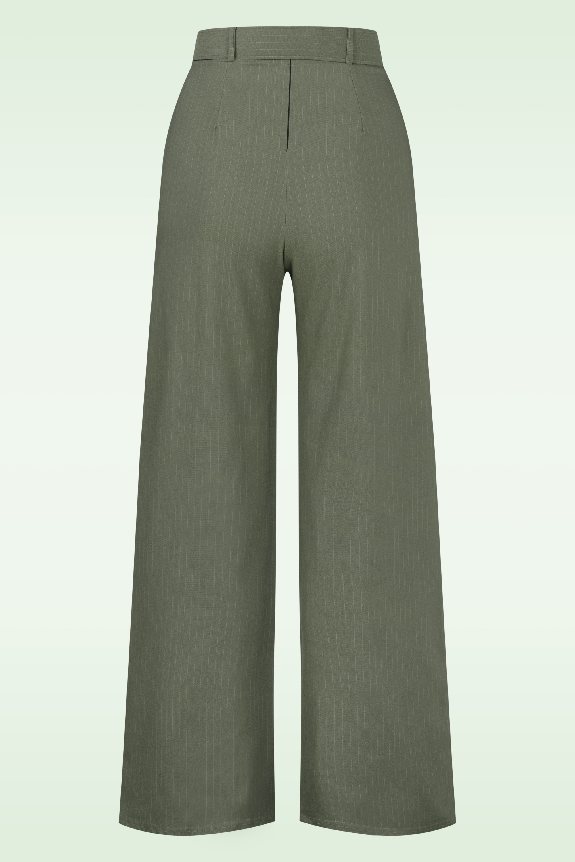 Vintage Chic for Topvintage - Sasha Pinstripe pantalon in olijfgroen 3