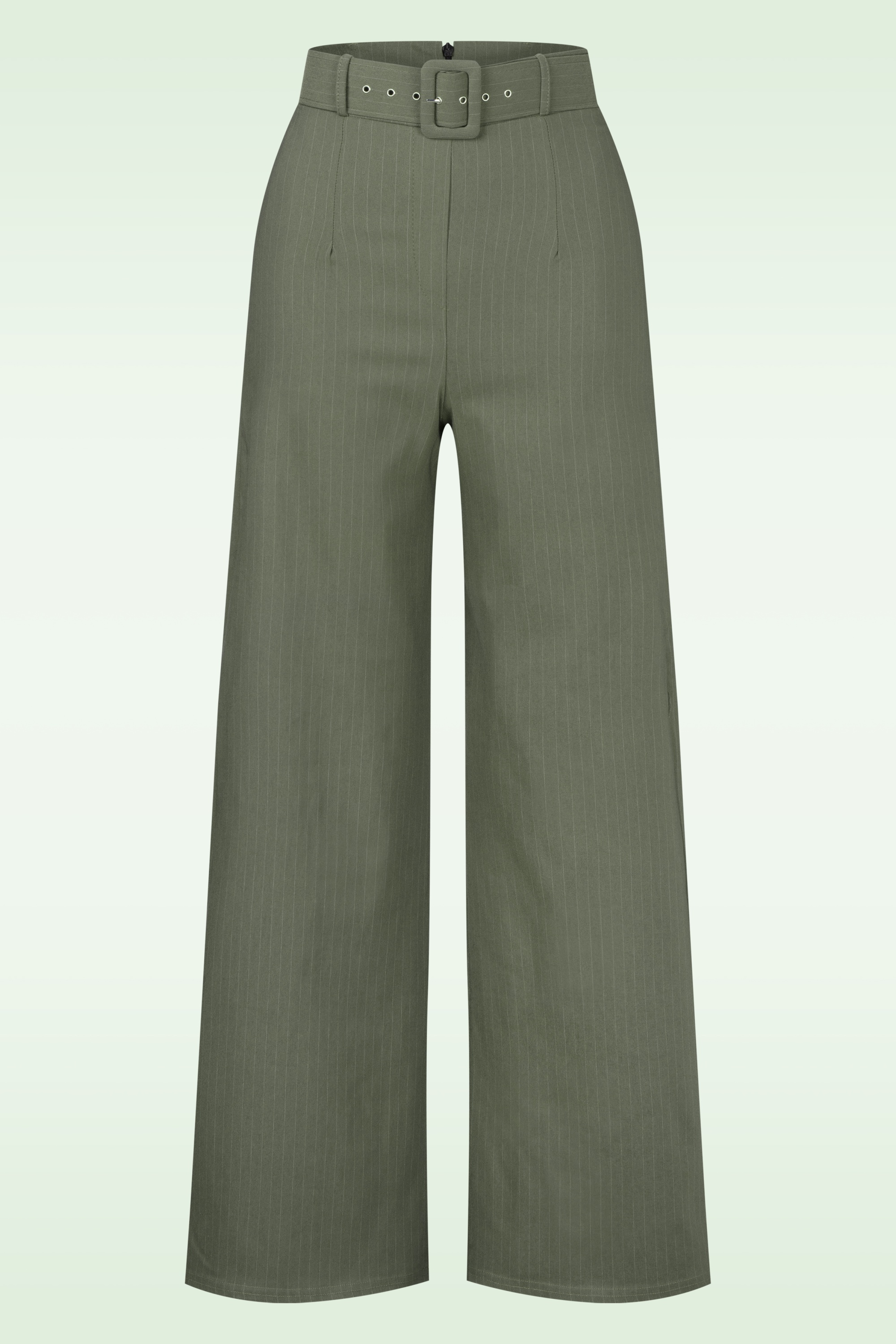 Vintage Chic for Topvintage - Sasha Pinstripe pantalon in olijfgroen