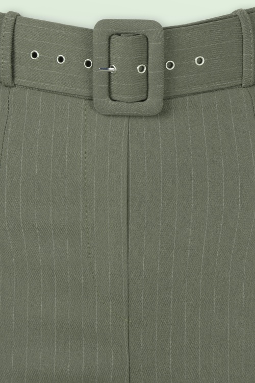Vintage Chic for Topvintage - Sasha Pinstripe Stoffhose in Olivgrün 2