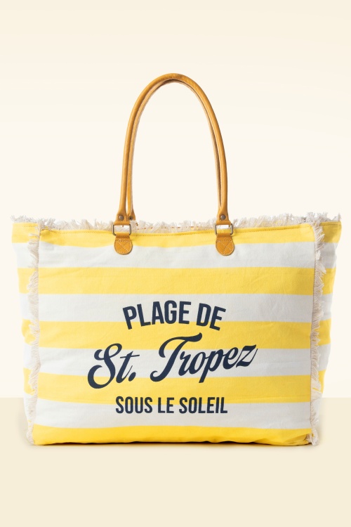 Myra Bags - Saint Tropez Weekender tas in geel en wit
