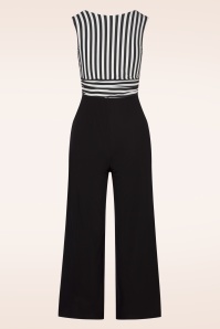 Vintage Chic for Topvintage - Elsie stripes jumpsuit in zwart en wit 3
