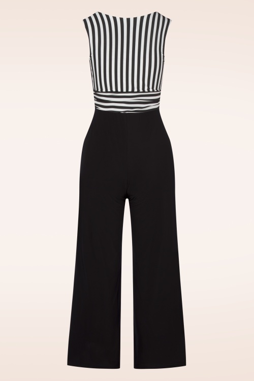 Vintage Chic for Topvintage - Elsie stripes jumpsuit in zwart en wit 3