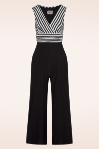 Vintage Chic for Topvintage - Elsie stripes jumpsuit in zwart en wit
