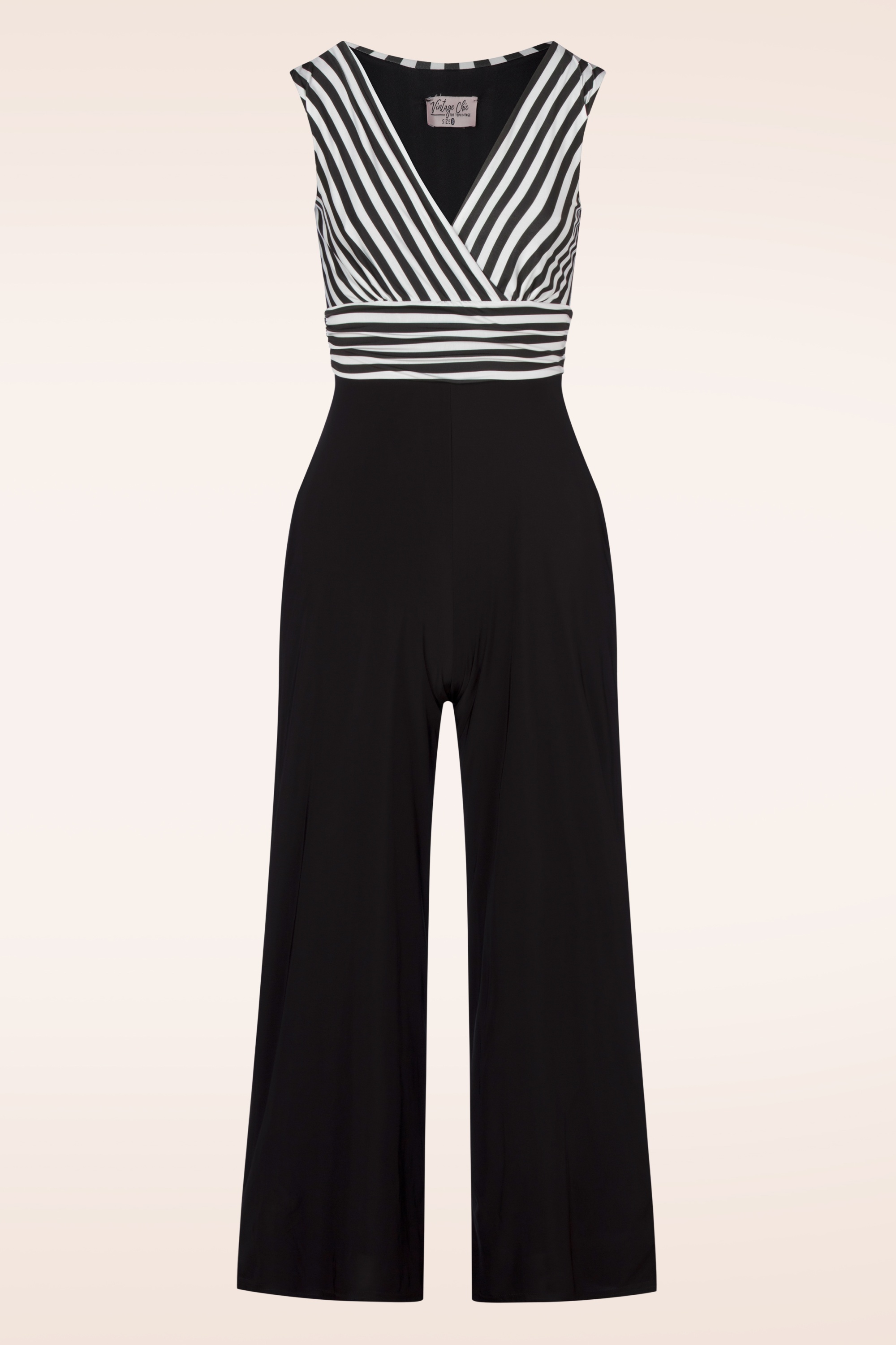 Vintage Chic for Topvintage - Elsie stripes jumpsuit in zwart en wit