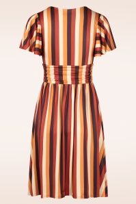 Vintage Chic for Topvintage - Sadie Stripes swing jurk in bruin 3