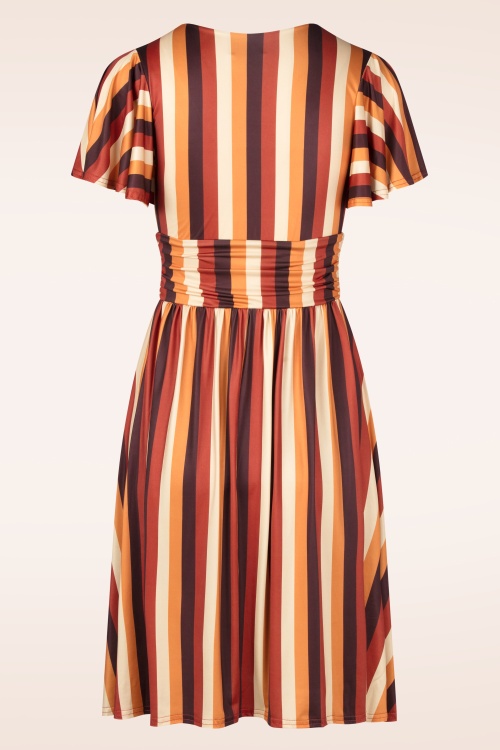 Vintage Chic for Topvintage - Sadie Stripes swing jurk in bruin 3