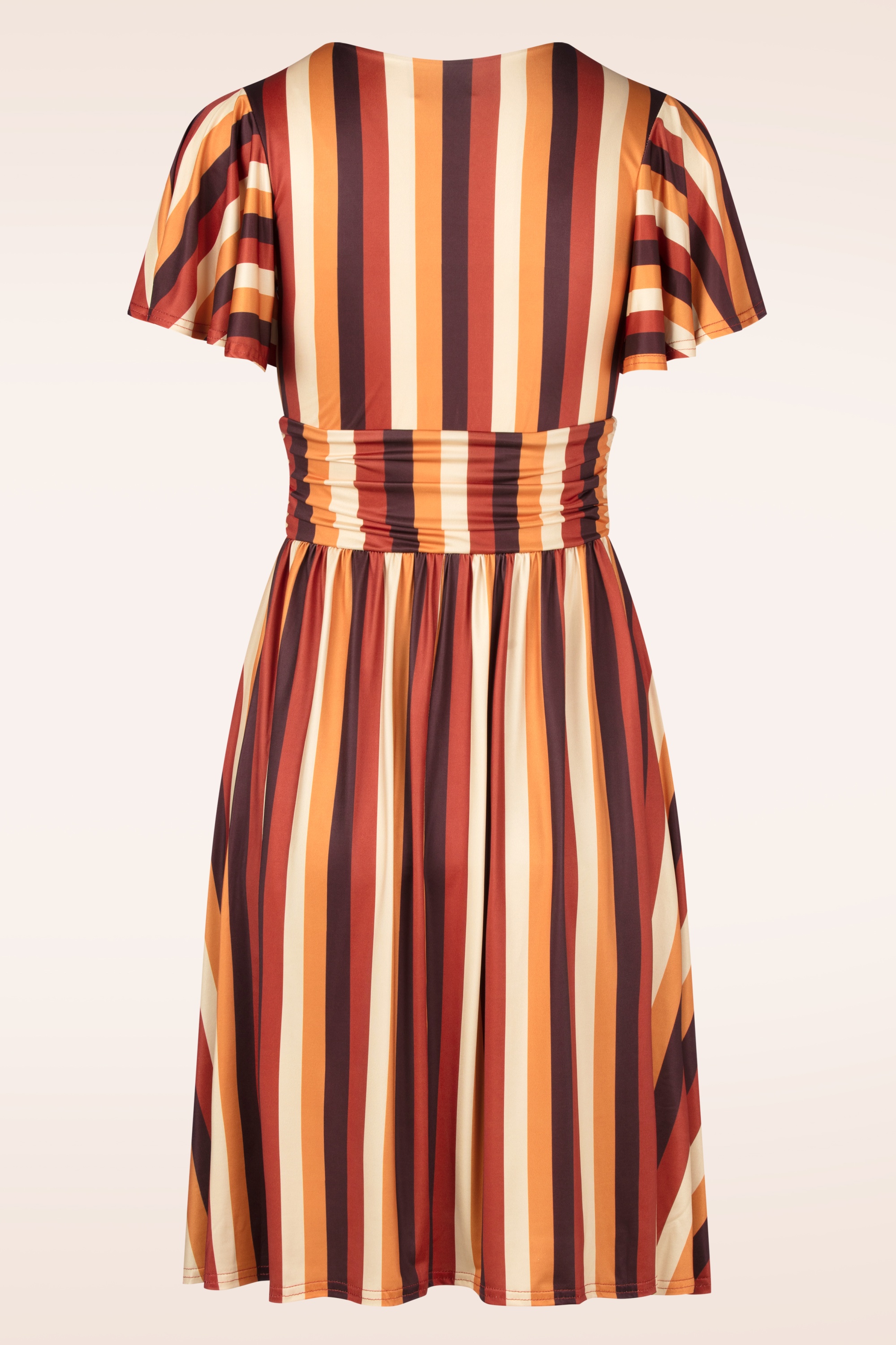 Vintage Chic for Topvintage - Sadie Stripes swing jurk in bruin 3