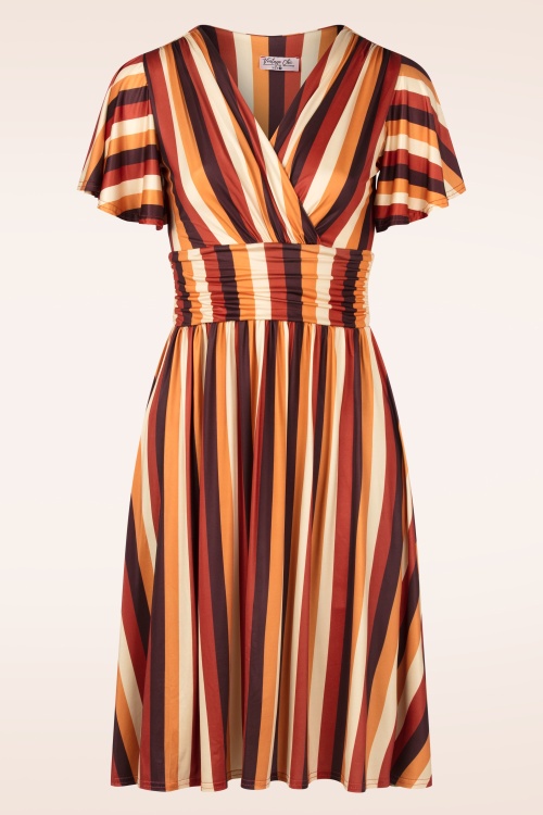 Vintage Chic for Topvintage - Sadie Stripes Swing Dress in Brown