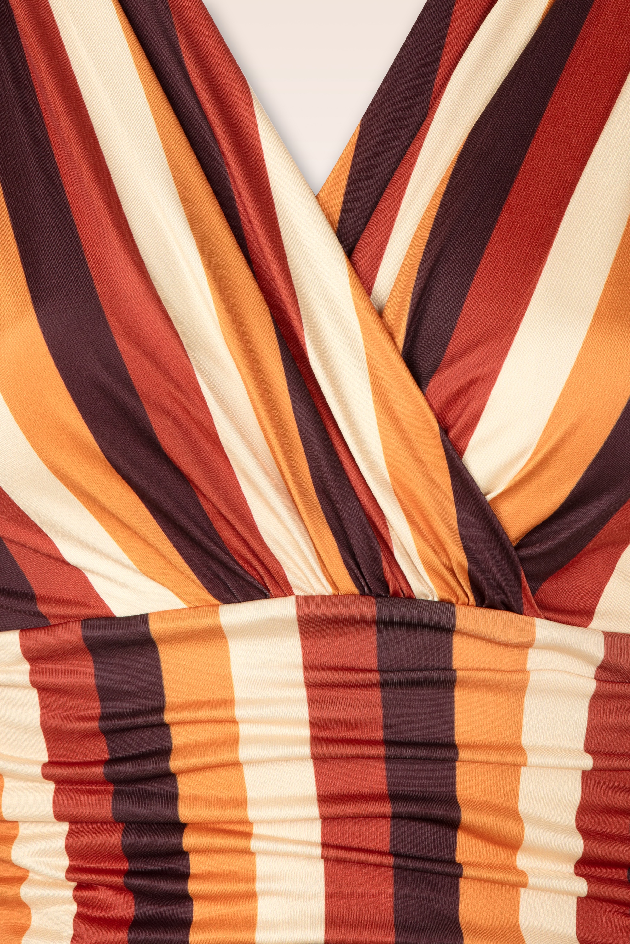 Vintage Chic for Topvintage - Sadie Stripes swing jurk in bruin 2