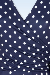 Vintage Chic for Topvintage - Colette polka dot swing jurk in marineblauw 2