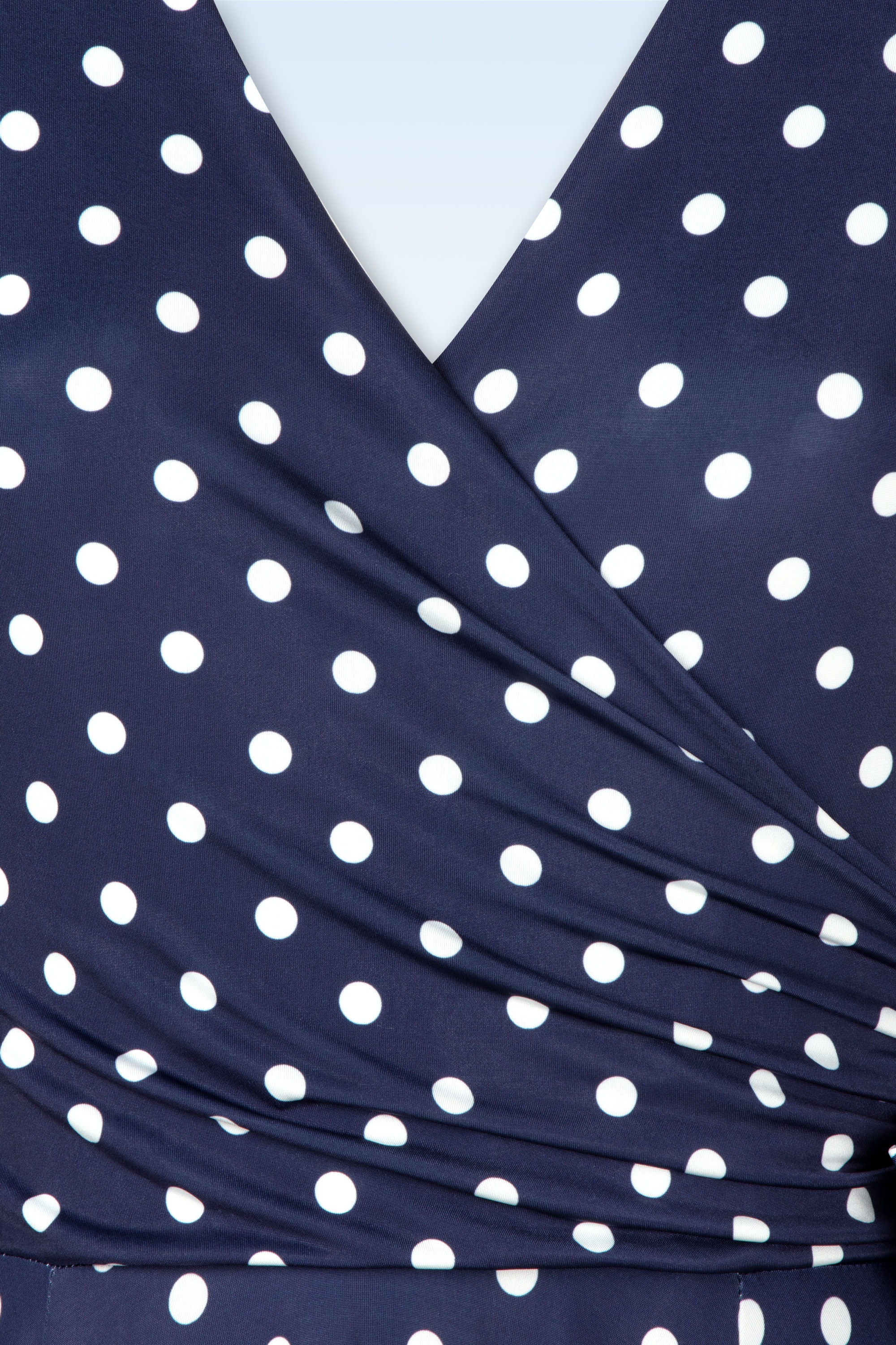 Vintage Chic for Topvintage - Colette polka dot swing jurk in marineblauw 2