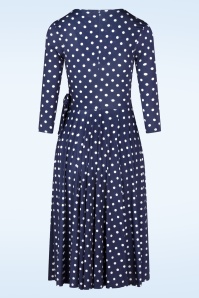 Vintage Chic for Topvintage - Colette polka dot swing jurk in marineblauw 3