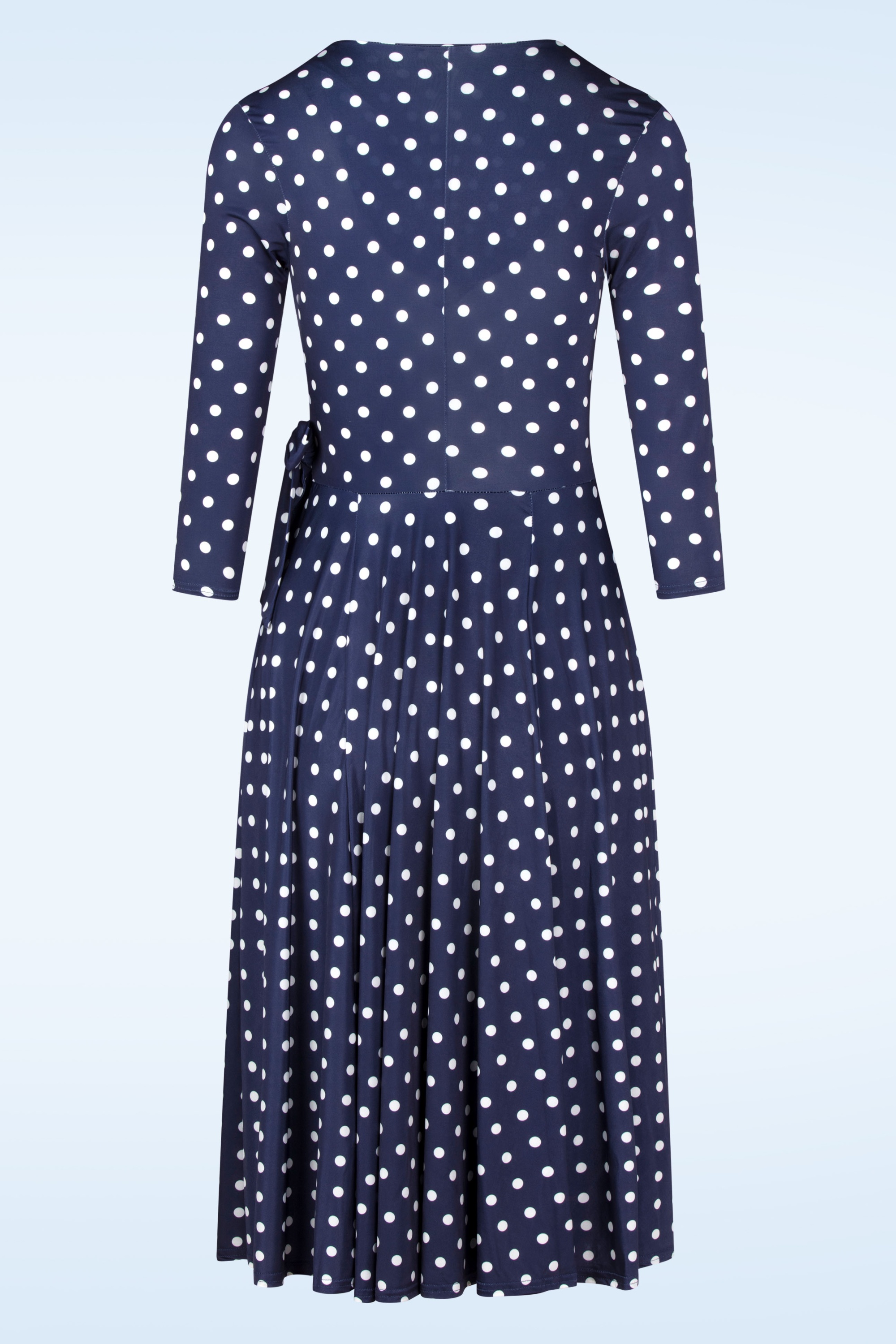 Vintage Chic for Topvintage - Colette polka dot swing jurk in marineblauw 3