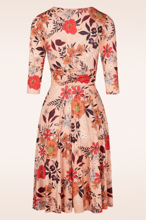 Vintage Chic for Topvintage - Aria Floral swing jurk in perzik 3