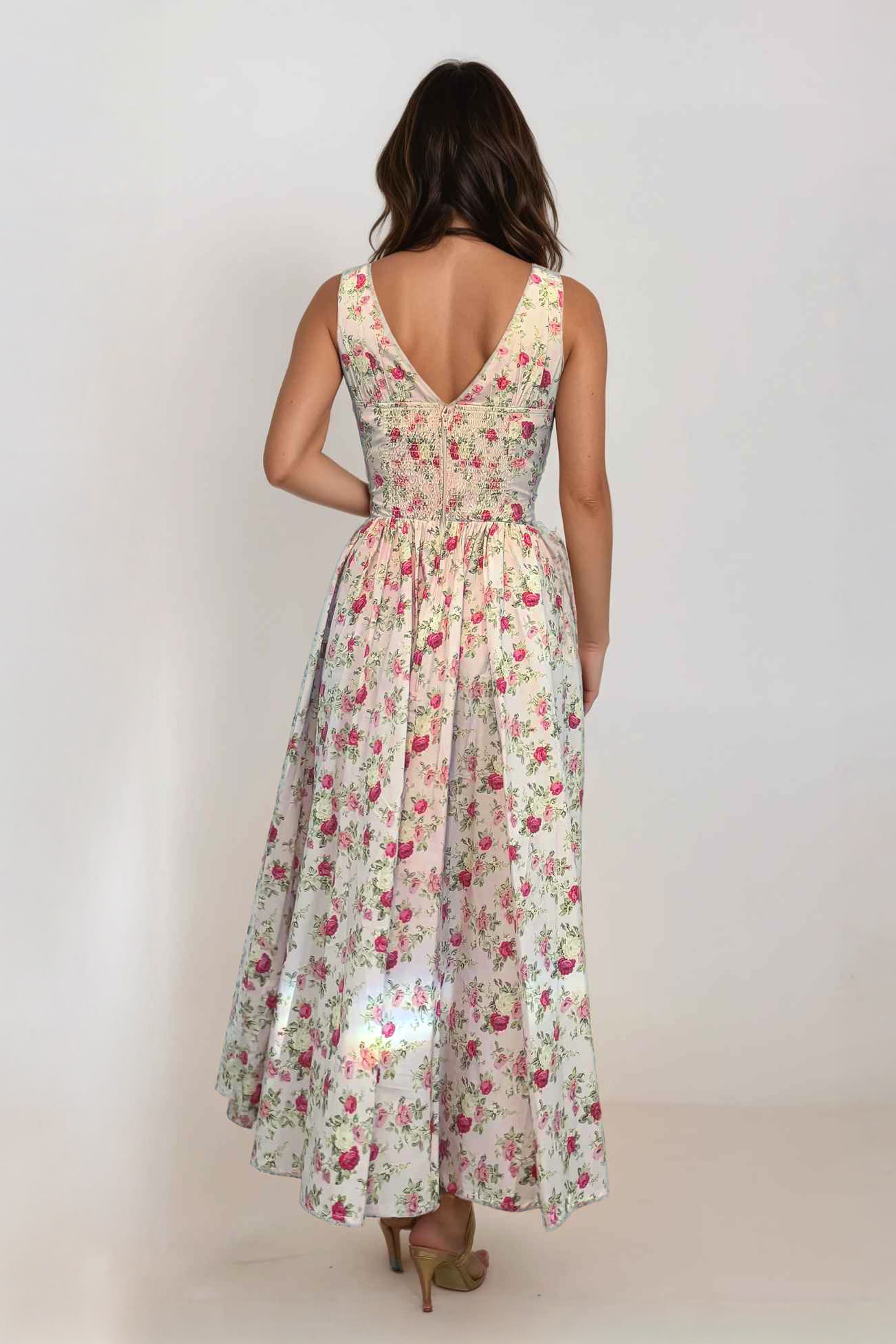 Timeless - Lysandra Vintage Floral Midi Dress in Pink 5